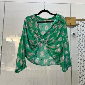 Zara Green Printed Top